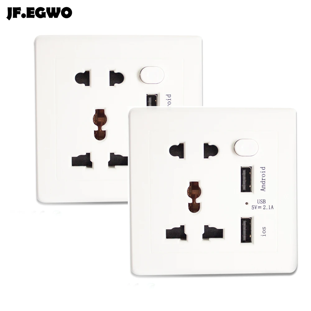 JF.EGWO 2 PCS USB Wall Socket Universal outlet Extension Power Socket Outlet Panel electrical