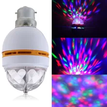 B22 3W RGB Rotating LED Stage Light Bulbs Disco Lamp Mini RGB 3W LED MP3 DJ Club Pub Disco Party Music Stage Light