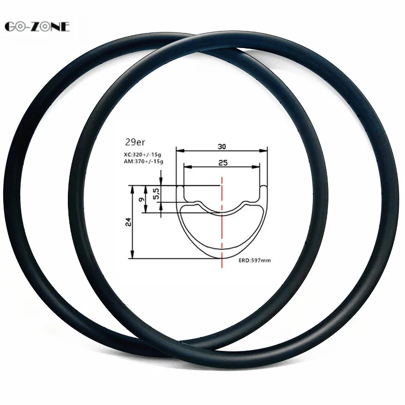 29 дюймов горный XC/AM 30x24 мм бескамерный карбоновый обод 24 28 32 36 отверстия bicicleta aro 29 MTB карбоновое колесо
