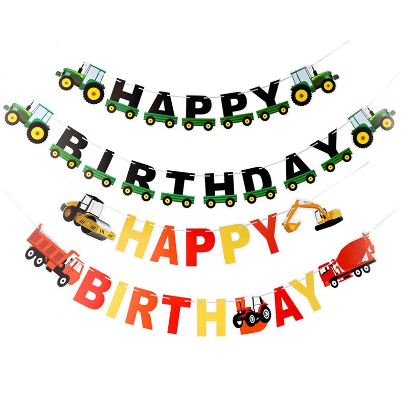 24 шт. кекс Топпер строительство тематическая вечеринка на день рождения с днем рождения баннер мультфильм автомобиль флаг с надписью для мальчика день рождения торт
