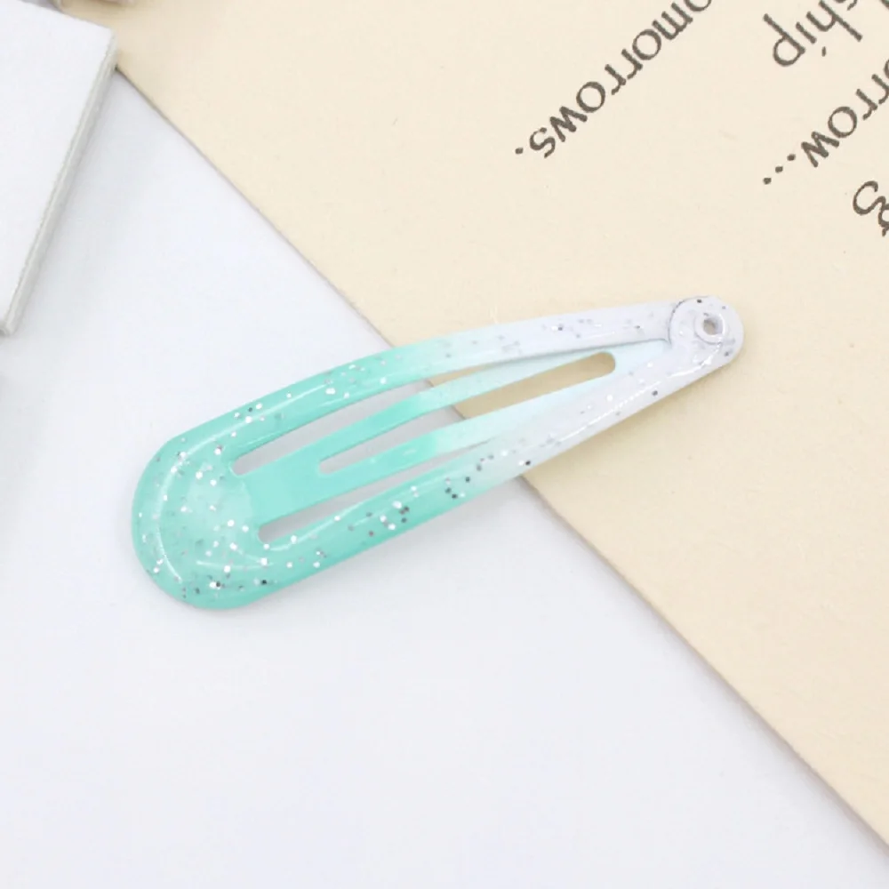 1 PC Glitter Gradient Color Girls Baby Hairpins Hair Clips Kid Barrettes Bobby Pins Headwear Children Accessories Baby BB Clips - Color: Green