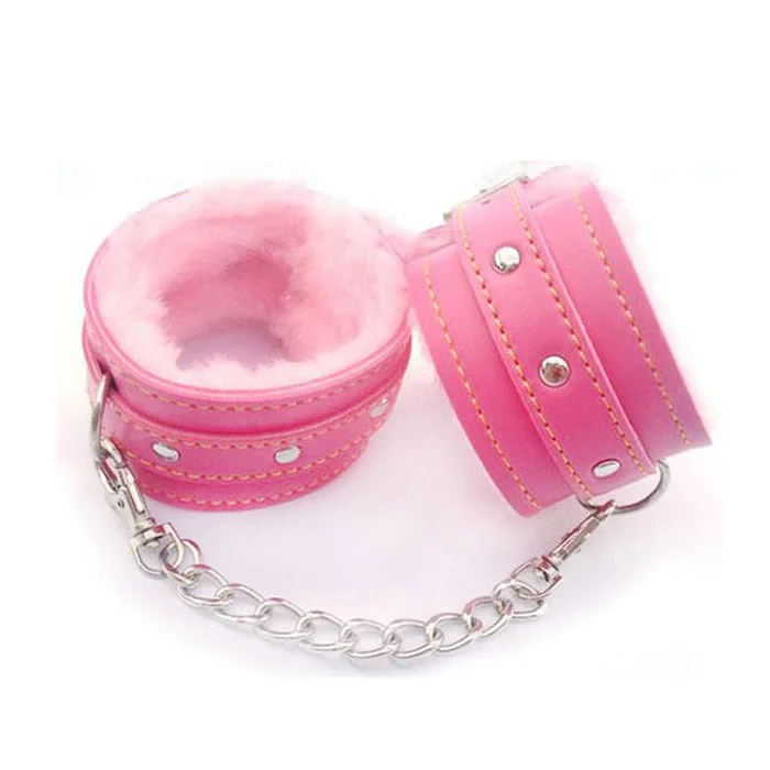 Pink Soft Furry Steel Fuzzy Fur Wrist Handcuffs Dress Valentines love
