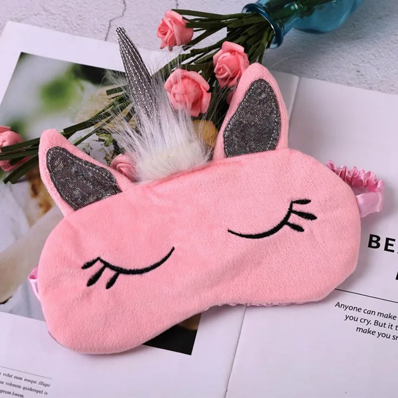 1 Pc Pink Unicorn Cute Sleeping Face Eye Mask Eyeshade Sleep Massage Portable Traveling Eye Cover For Women Girls