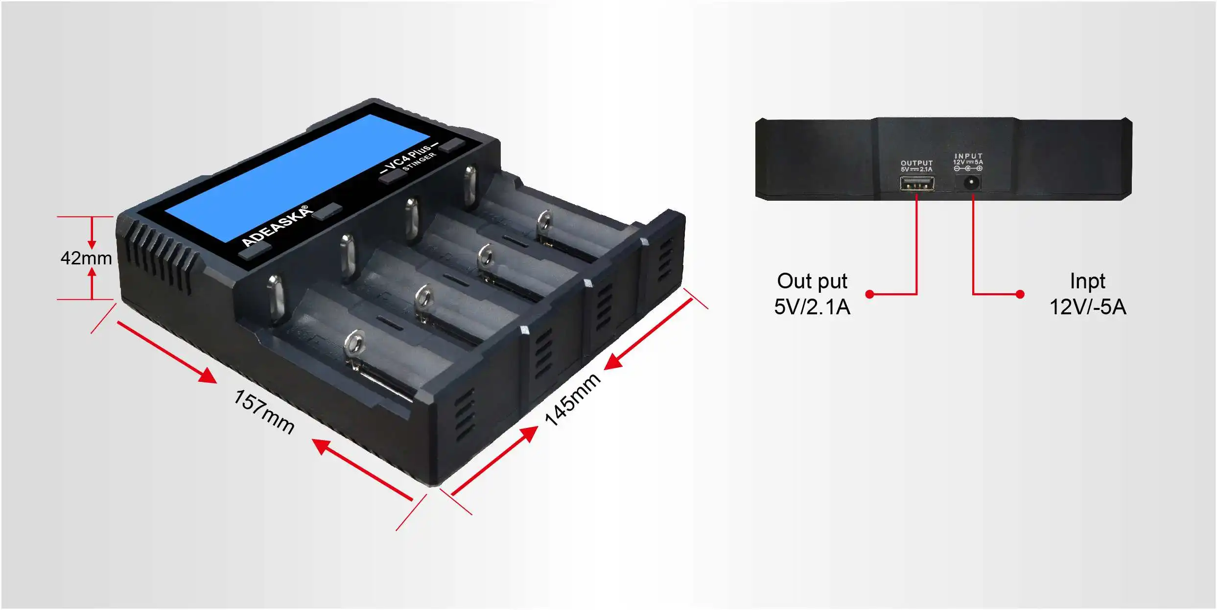 LEORY ADEASKA VC4 плюс Интеллектуальный ЖК-дисплей USB зарядное устройство для IMR/li-ion Ni-mh/Ni-Cd/LiFePO4 батарея