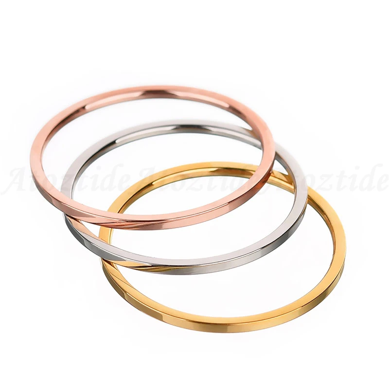 Atoztide 1 мм простые гладкие стержни из нержавеющей стали парные кольца женские полированные розовое золото Анти-аллергия обручальное кольцо для помолвки ювелирные изделия