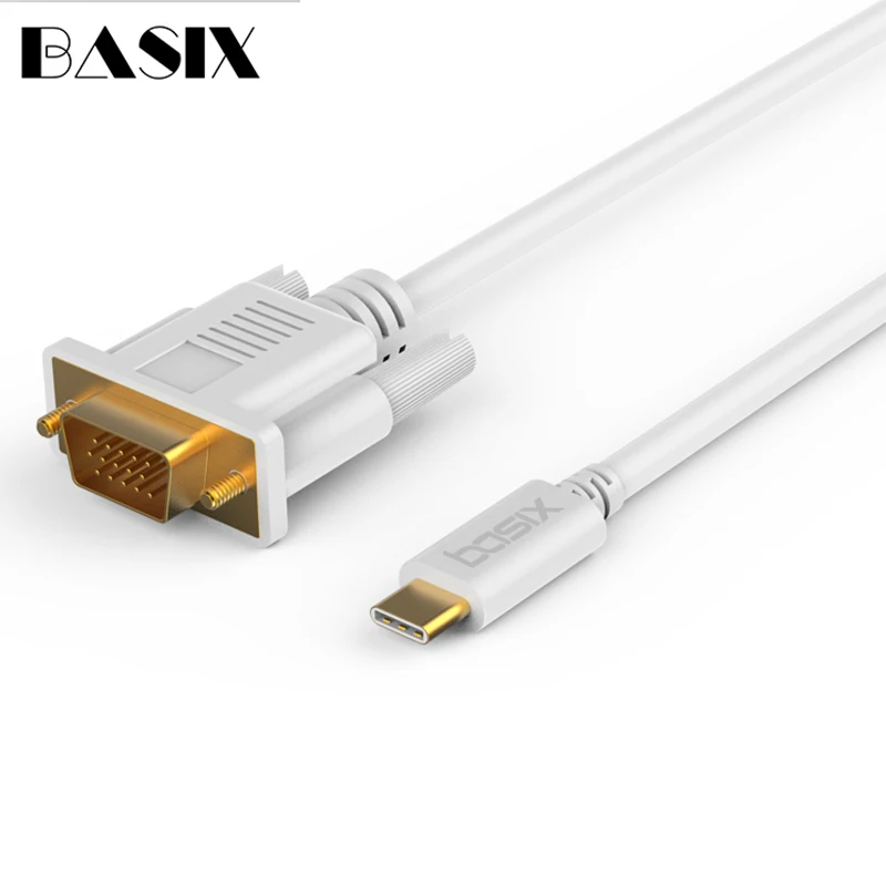 Basix USB C к VGA Кабель-адаптер USB 3,1 type C USB-C к гнезду VGA кабель для Macbook Chromebook Pixel ноутбука Vga адаптер