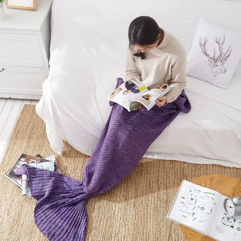

Adult Mermaid Tail Blanket 10 solid color to cloose soft noon rest blanket