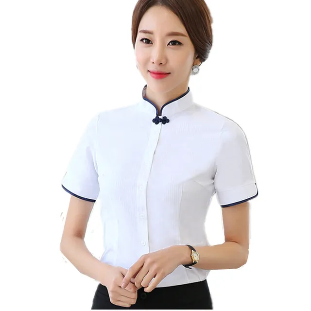 Blusa femenina para señora formal Camisas 2016 blanco