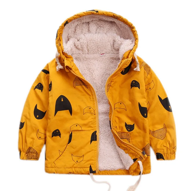 CROAL CHERIE 70-120cm Cute Printing Fish Kids Winter Fleece Jacket Boys Outerwear Clothing Girls Coats Velvet Baby Outerwear (7)