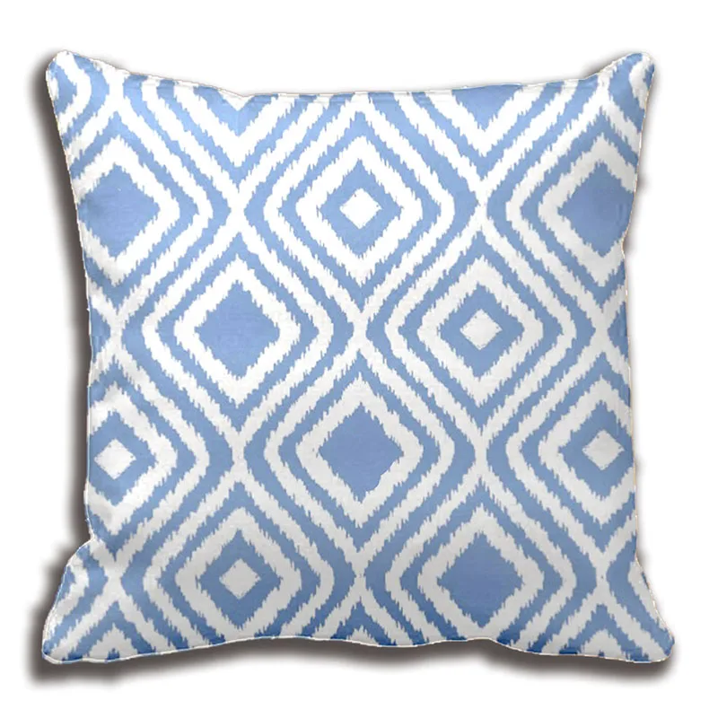 Light Blue Tribal Ikat Diamond Pattern Throw Pillows Decorative