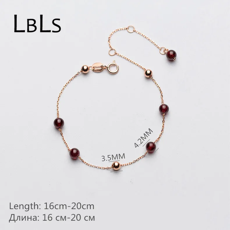 LBLS подлинный серебряный браслет 925 цепь из розового золота браслеты для женщин и девочек гранатовые подвески-шармы браслет бусины ювелирный подарок
