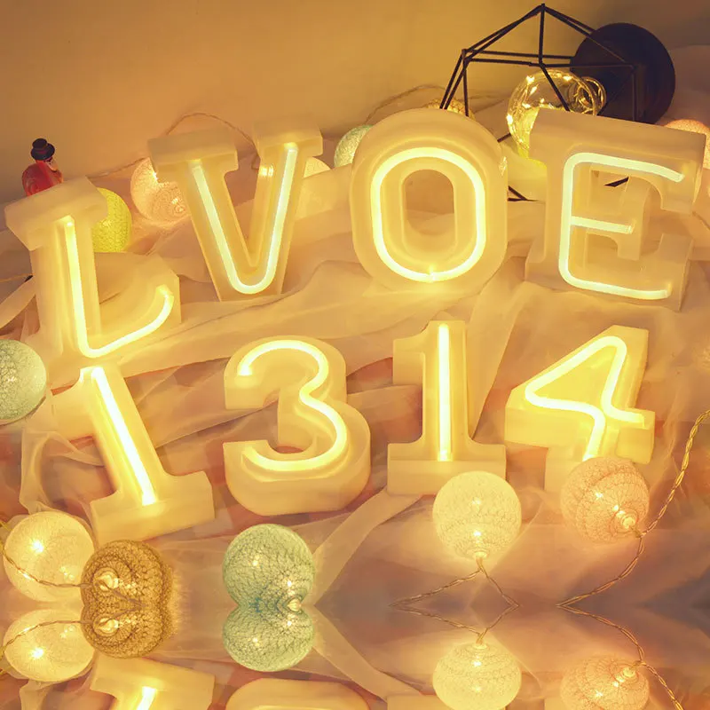 

LED Digital Night Light Creative 10 Numbers Battery Powered / USB Neon Lamp Romantic Wedding Christmas Party Decoration