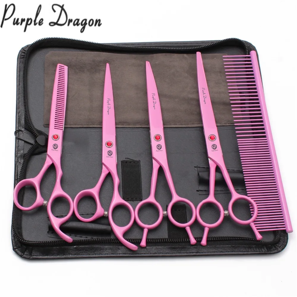 7" Purple Dragon Pink Stainless Animal Scissors Grooming Scissors Cutting Shears Thinning Shears