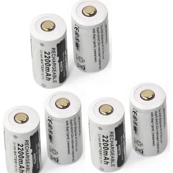 

6pcs 3.7v 2200mAh CR123A rechargeable lithium battery 16340 battery