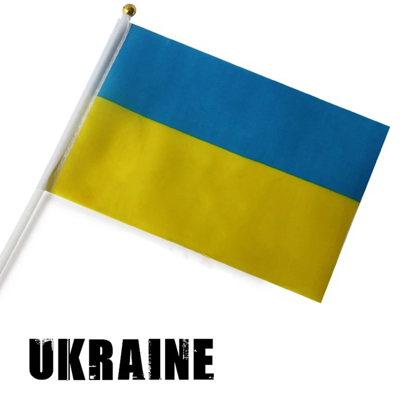 5 шт. украинский флаг 14*21 см ручной миниатюрный с белым шест яркий цвет и