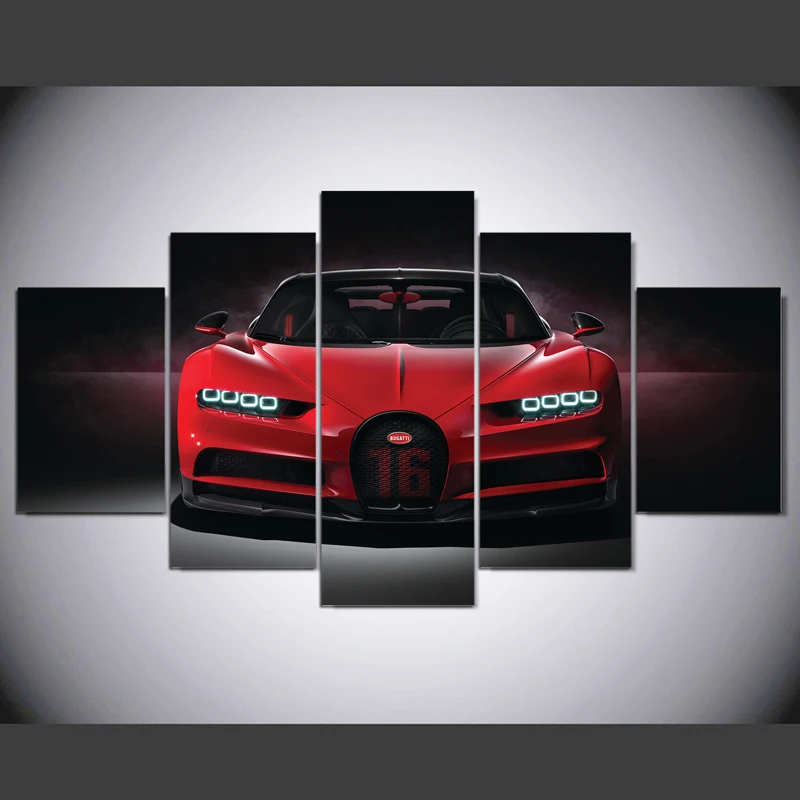 

HD canvas printed painting 5 piece wall art Framework Bugatti Chiron Hypercar Home decor Poster Picture For Living Room YK-1032