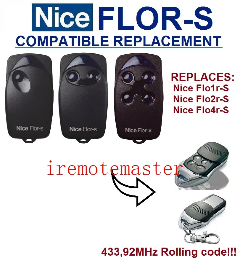 The remote for 433mhz Nice Flor-s rolling code garage door replacement universal remote nice flor s rolling code replacement garage door remote control 433 mhz free shipping