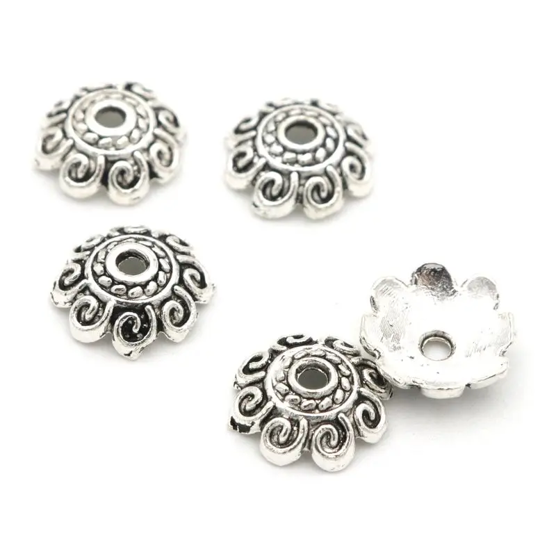 

50Pcs 8x2.5mm Retro Sun Crimp Flower Loose Sparer End Bead Caps for Jewelry Making Finding Diy Accessories Component Wholesale