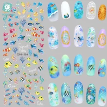 DS208 DIY Nail Design Water Transfer Nails Art Sticker Color Ocean Fishes Nail Wraps Sticker Watermark Fingernails Decals DS208 DIY Nail Design Water Transfer Nails Art Sticker Color Ocean Fishes Nail Wraps Sticker Watermark Fingernails Decals