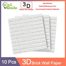 10 pcs 3D Wall Paper Brick Waterproof Wall paper 3D DIY Self-Adhesive Decor For Bedroom Kids Room Living Room Wallpaper Paper 10 pcs 3D Wall Paper Brick Waterproof Wall paper 3D DIY Self-Adhesive Decor For Bedroom Kids Room Living Room Wallpaper Paper
