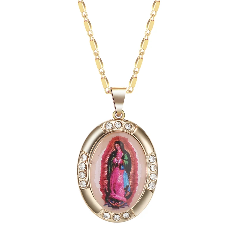 AYAYOO ожерелье s& Кулоны золотого цвета Иисус, Дева Мария ожерелье Женская цепочка Модное Длинное Ожерелье Свадебные Мужские Винтажные ожерелья - Окраска металла: S1021