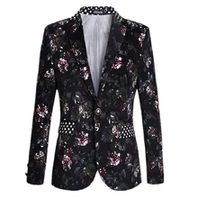 Новинка плюс размер 5xl мужской однокнопочный дизайн пиджак мужской модный Цветочный Принт Приталенный Блейзер для мужчин/XF33