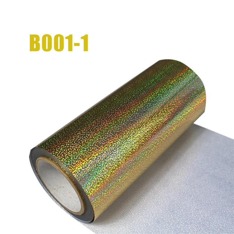 

Free shipping 1 sheet 25cmx100cm hologram Heat Transfer Vinyl Laser Gold Iron on Film HTV T-shirt
