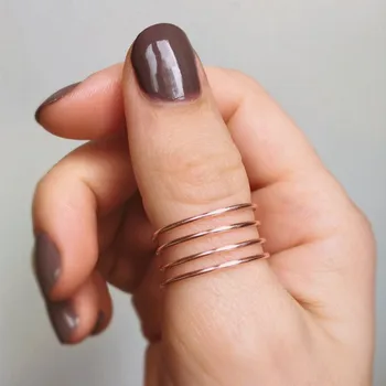 

PINJEAS rose Thumb Ring Twist Swirl Adjustable wire wave Plain Spiral Handmade vintage minimalist Jewelry promise ring