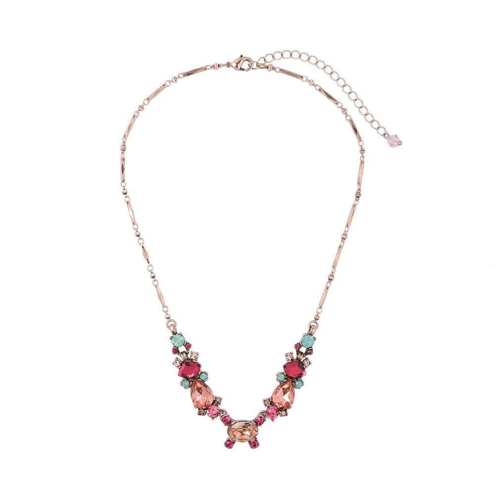 

New Arrival Green/Rose Red/White Color Glass Crystal Bohemia Necklace For Women Luxury Jewelry