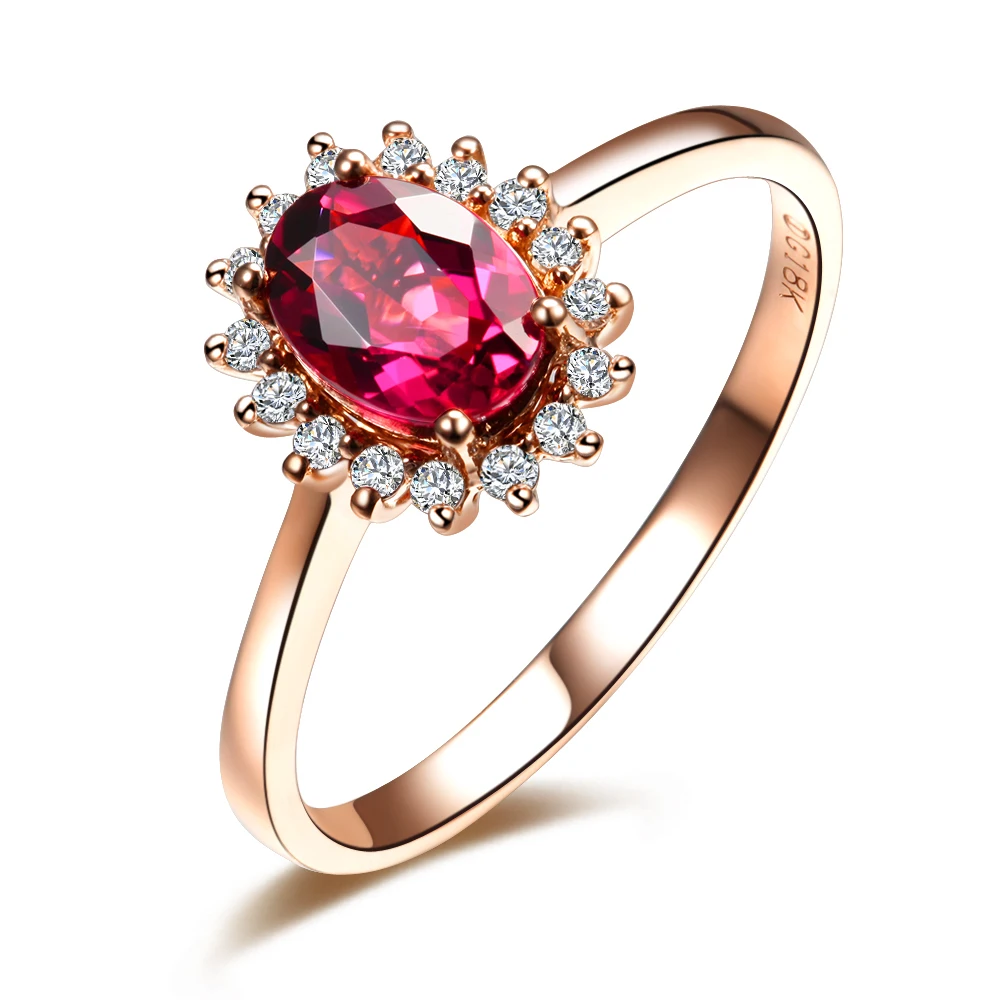ZOCAI ЗОДИАК драгоценный камень пожарные знаки секс на вулкане 0.83CT RUBELLITE красный турмалин алмаз кольцо из розового золота с изящным кристаллом 18 К розовое золото W02612