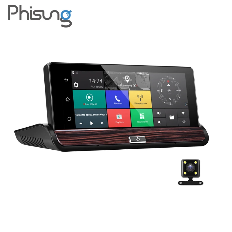 Phisung V50 " сенсорный Android 3g зеркало заднего вида DVR gps wifi Автомобильный видеорегистратор авто тире камера FHD 1080P Двойная Камера rom 16 Гб