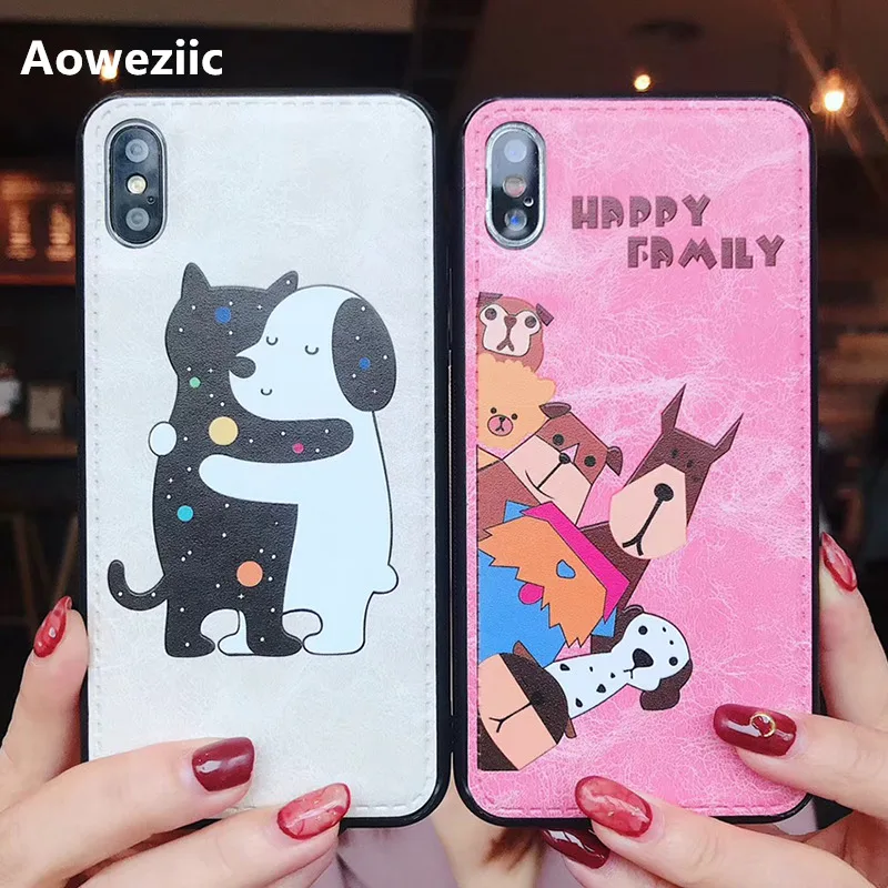 

Aoweziic Korean small fresh fabric puppy for iPhone X Xs max XR mobile phone case cute cartoon soft shell 6s 7 8plus female