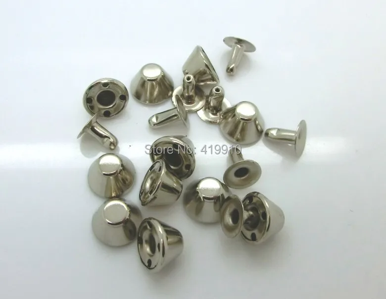 

Free shipping -100 Sets Silver Tone Bottom Spike Rivet Studs Spots 10mm(3/8") 8mm(3/8") Dia Bag Leather Clothes J1791
