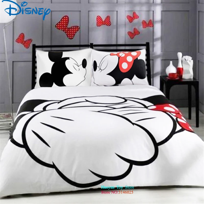 

Disney 3pcs/set Mickey Minnie 3D Printed Bedding Set Duvet Cover Set Duvet Bed Set for Kids Adult Bedding Bedclothes Queen King