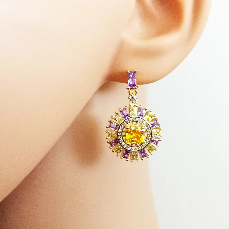 Vanssey, винтажные модные серьги с цветами ириса, кубическим цирконием, вечерние, свадебные аксессуары для женщин, новинка