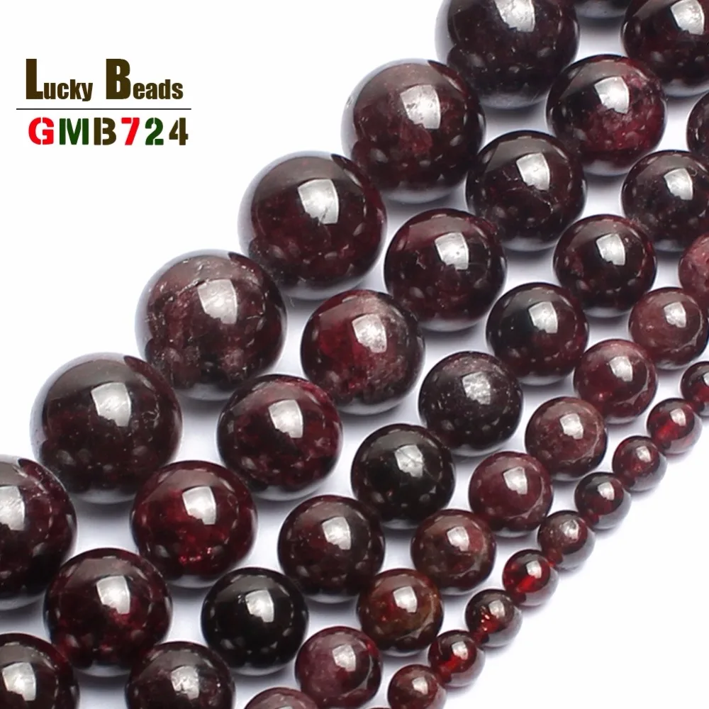 

wholesale 4.6.8.10.12mm Natural Dark Red Garnet Round beads 15.5" Pick Size Free Shipping-F00100