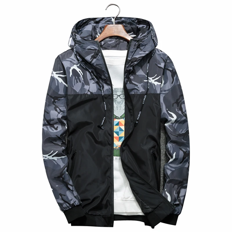 Zogaa мужская куртка-бомбер тонкий длинный рукав камуфляж военные куртки с капюшоном 2019 ветровка на молнии Верхняя одежда брендовая одежда