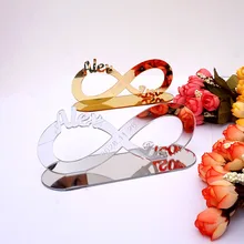 Бесконечность Символ персональное имя зеркало столовое как на заказ акриловые украшения для свадебной вечеринки Verlobungstablett сувениры невесты подарки