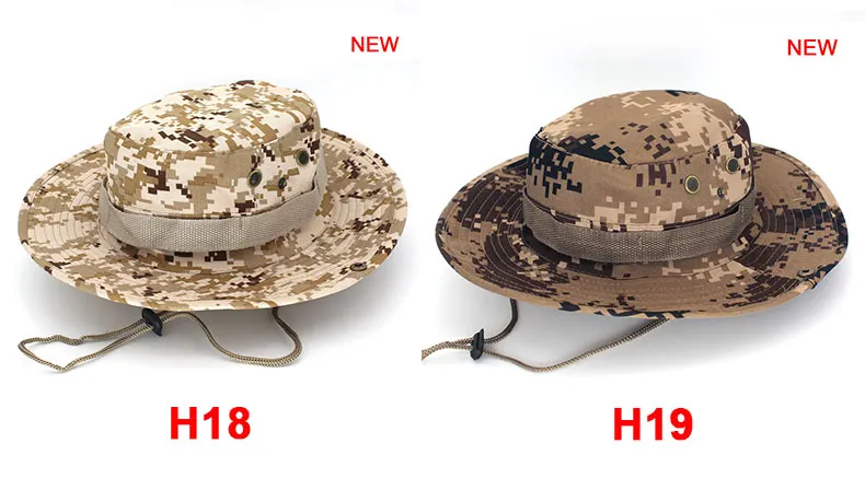 Брендовые военные камуфляжные шапки Boonie, 26 цветов, высокое качество, Уличная Повседневная Панама, шляпа для охоты, туризма, рыбалки, альпинизма, кепка HE23