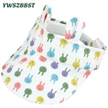 Сезон: весна–лето рисунком кролика Детская шляпа с пустым верхом из хлопка для мальчиков козырьки для девочек Кепки мягкий козырек Регулируемый Дети козырек Кепки