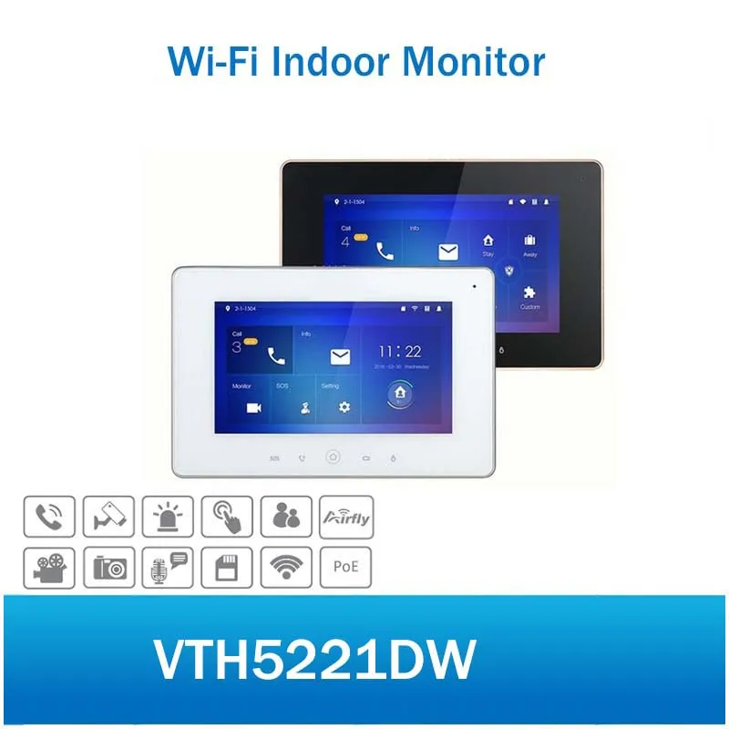 

DH VTH5221DW Video Intercom 7inch WiFi Indoor Monitor H.264 SD Card slot Touch Screen Video Intercom without logo