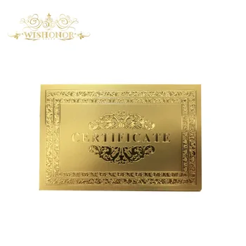 

50pcs/lot Nice Certificates of Authenticity 99.9% 24 Carat Gold Certification For Beautiful Gifts And Collection
