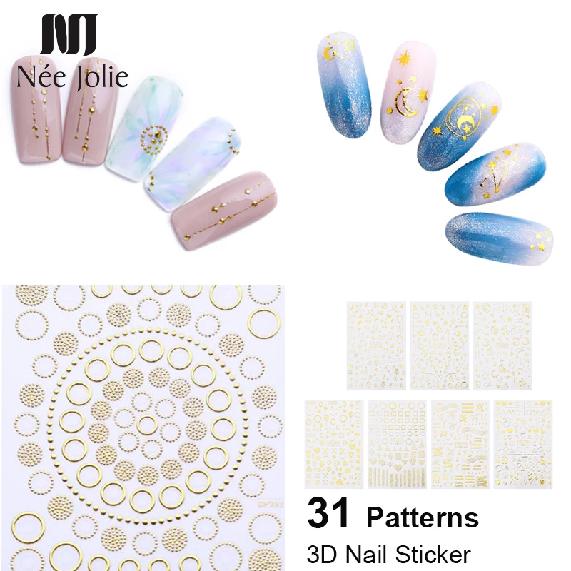 

1 Sheet 3D Nail Sticker Wave Design Striping Tape Geometry Round Shape Multi-size Adhesive DIY Foils Manicure Nail Art Decals