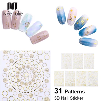 

1 Sheet 3D Nail Sticker Wave Design Striping Tape Geometry Round Shape Multi-size Adhesive DIY Foils Nail Art Decals