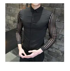 Long Sleeve Shirt Male Slim Mens Dress Shirts Lace Cutout Sleeve Blouse Men Hawaiian Shirts mens Long Sleeve Shirt Male Slim Mens Dress Shirts Lace Cutout Sleeve Blouse Men Hawaiian Shirts mens