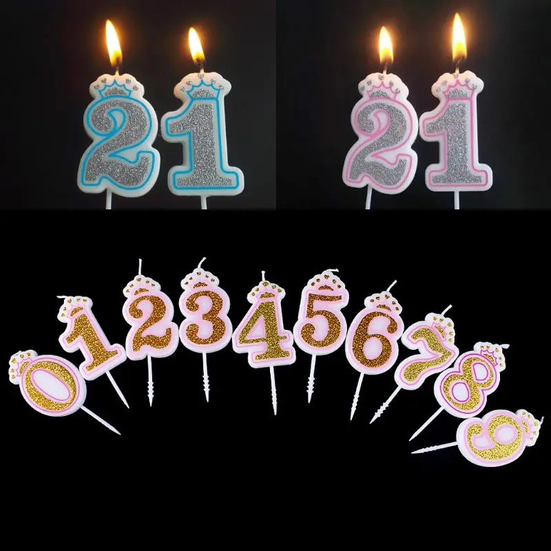 

Shinning Sliver Crown Birthday Candles for Kids Birthday Party Number Candles Cake Decor