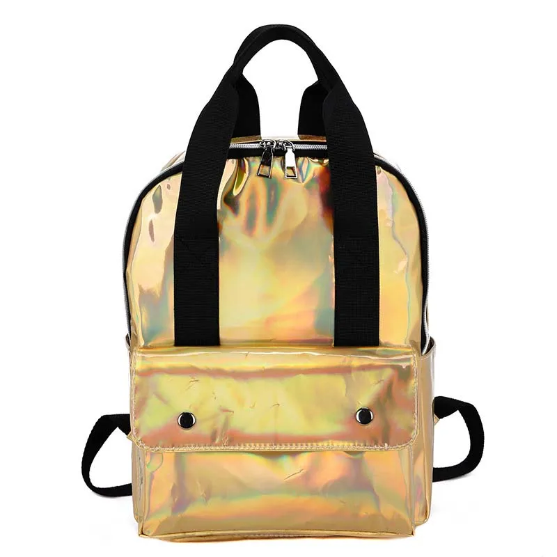 

4PCS / LOT New Holographic Women Backpack Travel Laser PU Leather Girls Shoulder School Backpacks Mochila Feminina
