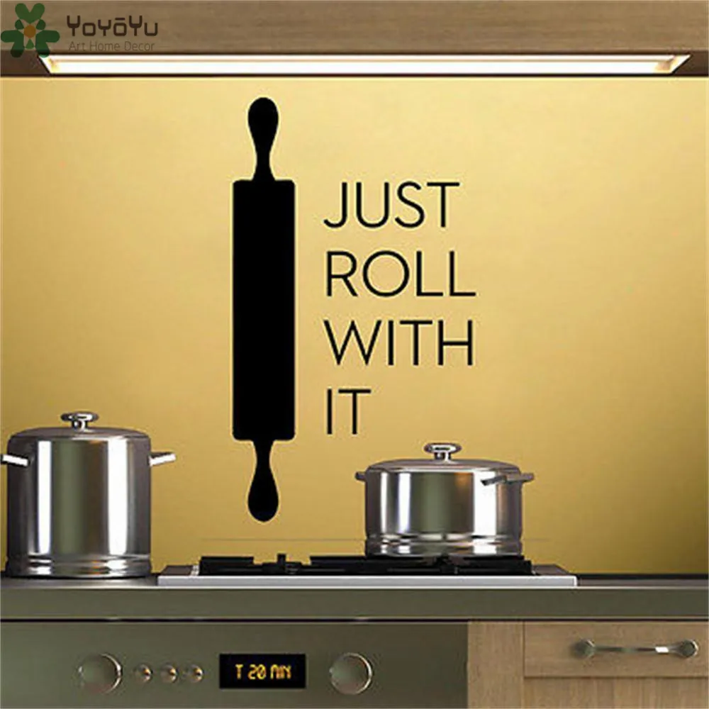 YOYOYU Wall Decal Kitchen Wall Stickers Quotes Just Roll With It Removable Vinyl Interior Art Mural Modern Design Decors SY830 YOYOYU Wall Decal Kitchen Wall Stickers Quotes Just Roll With It Removable Vinyl Interior Art Mural Modern Design Decors SY830