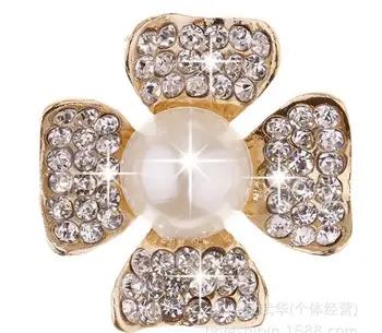 

DIY accessories Flat Back button Four petals Rhinestone button,flower center button scrapbooking Invitation Card pearl buttons