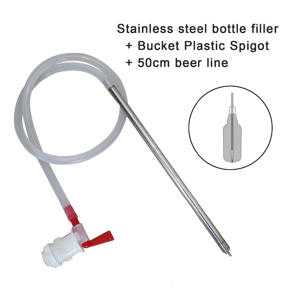 

Stainless Steel Wine Beer Bottling 13.7" length Spring Loaded Beer Bottle Filler Home Brewing + Bottling Bucket Plastic Spigot